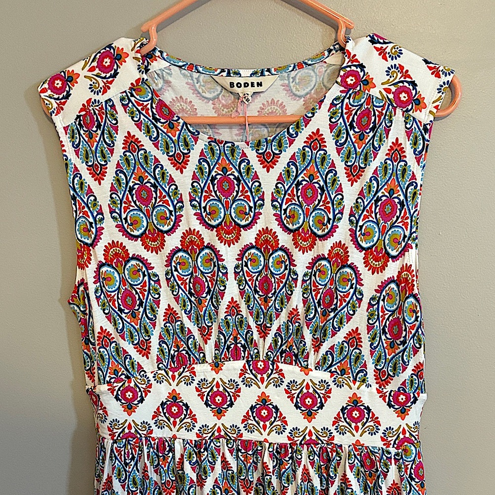 NWT! Boden Colorful Patterned Midi Dress - Picture 2 of 5